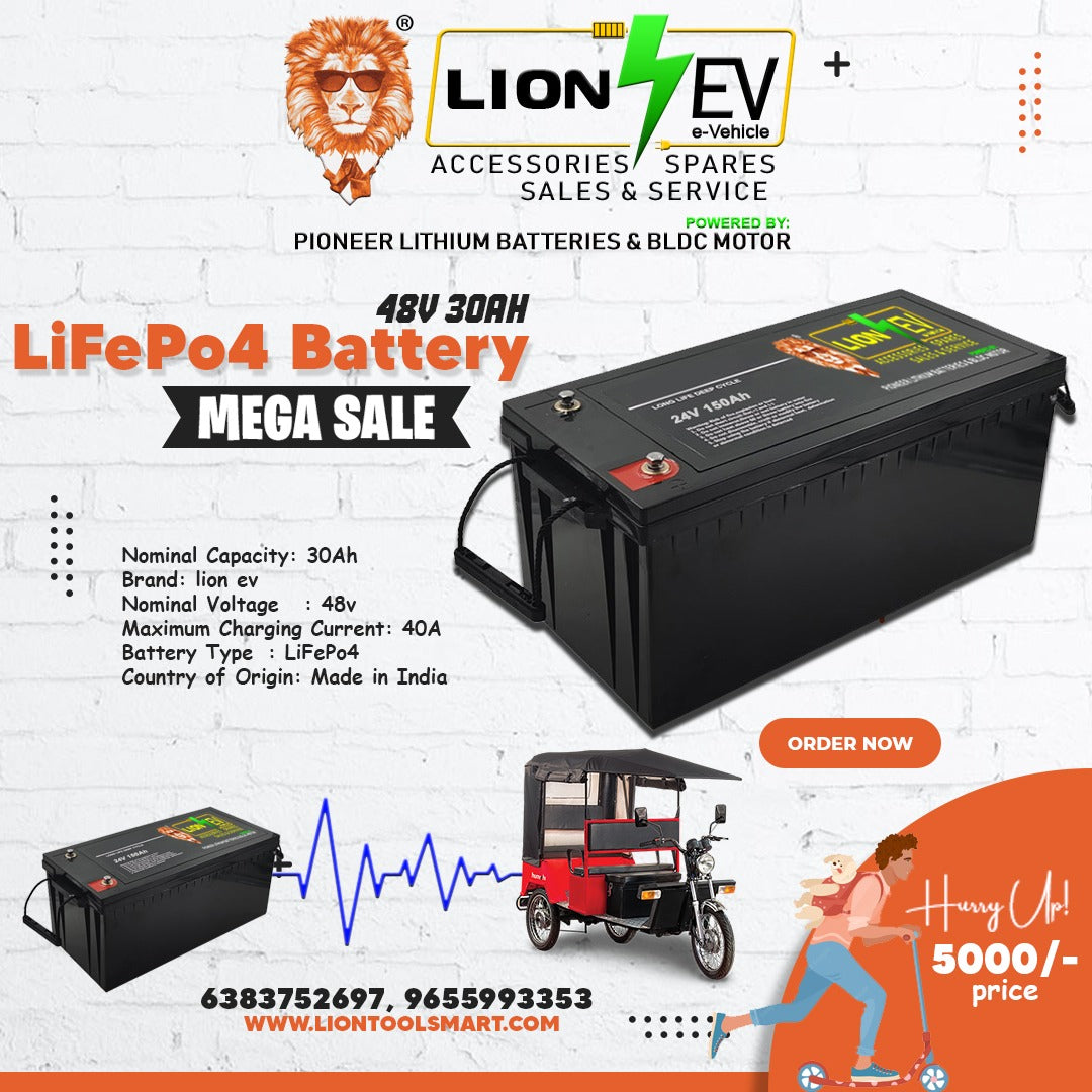 LION EV 48V 30AH LiFePO4 Battery ,Electric Vehicle Battery , LiFePO4 Battery , 48V 30AH Battery , Lithium Iron Phosphate Battery , EV Battery Solution , High-Performance Battery