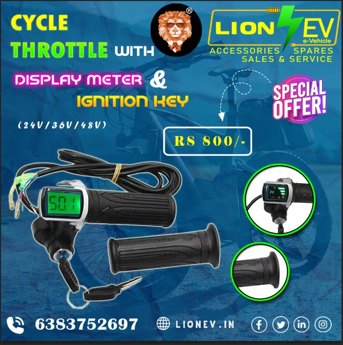EV-Cycle Throttle with Display Meter & Ingnition Key 24v/36v/48v