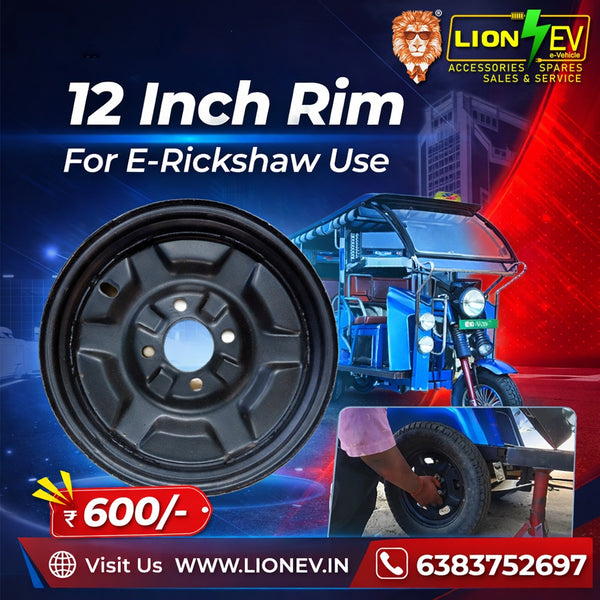 Premium 12-Inch Heavy Duty Steel Rim for E-Rickshaw – Durable & High Performance
