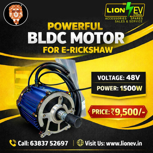 Lion EV 48V 1500W High-Performance BLDC Motor for E-Rickshaw