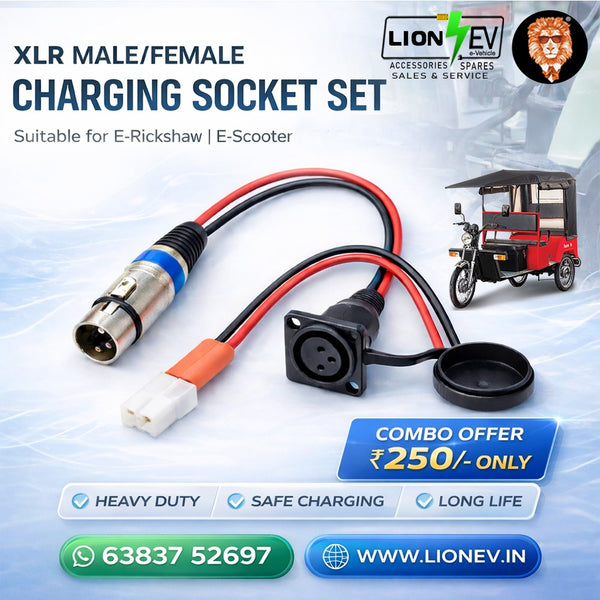 LION EV XLR Male & Female Charging Socket Set - Heavy Duty Combo