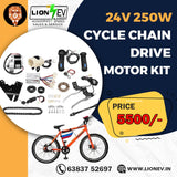 LION EV 24V 250W Electric Cycle Conversion Kit - Chain Drive DIY E-Bike