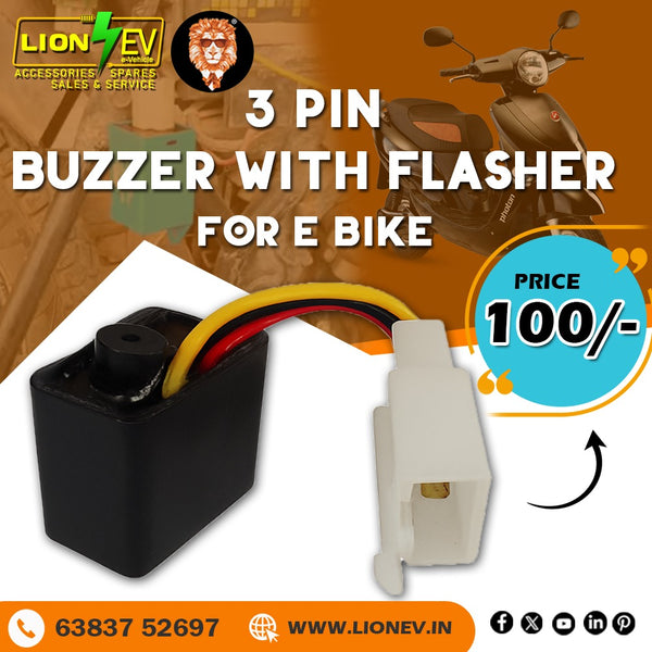 Lion EV 3-Pin Flasher Buzzer for Electric Vehicle Turn Signals