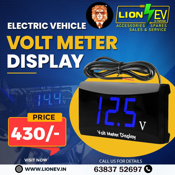 Lion EV Digital Volt Meter Display for Electric Scooters and E-bikes - Battery Capacity Indicator