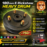 Lion EV 180mm heavy duty brake drum for electric rickshaws, cast iron spare part for E-Rickshaw braking system.