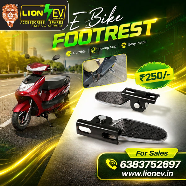 Universal Foldable E-Bike Passenger Footrest with Anti-Slip Rubber Grip by Lion EV